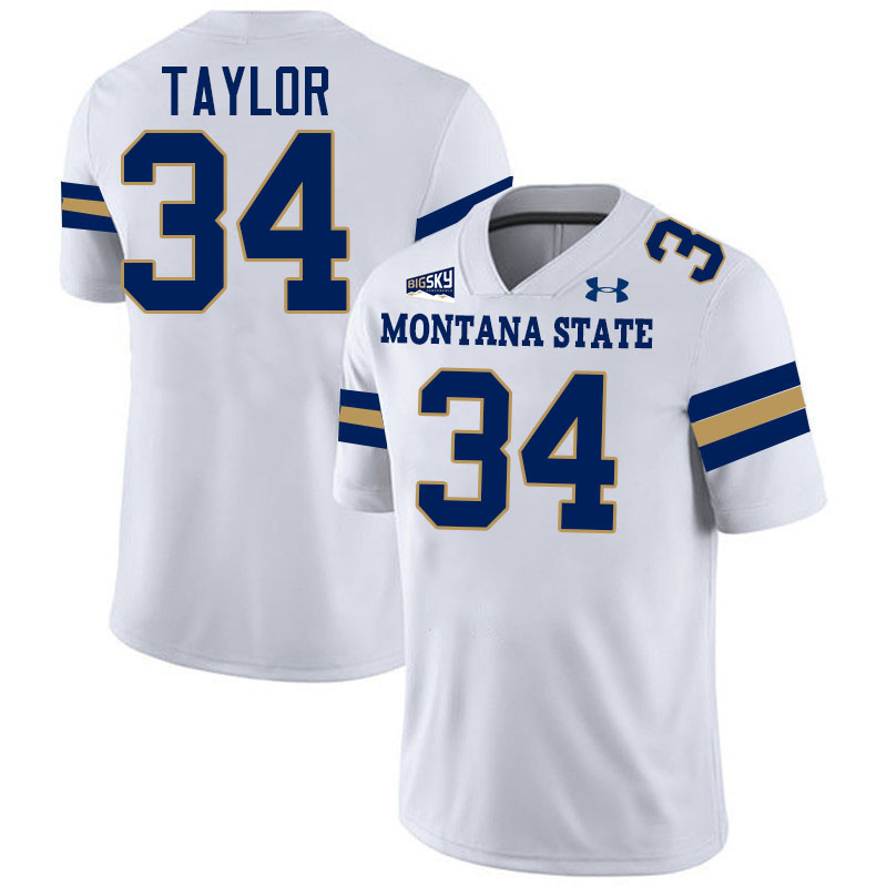 #34 Cole Taylor Montana State Bobcats Jerseys Football Uniforms Stitched-White #34 Cole Taylor Montana State Bobcats Jerseys Football Uniforms Stitched-White